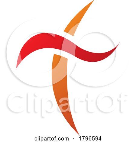Orange and Red Curvy Sword Shaped Letter T Icon by cidepix