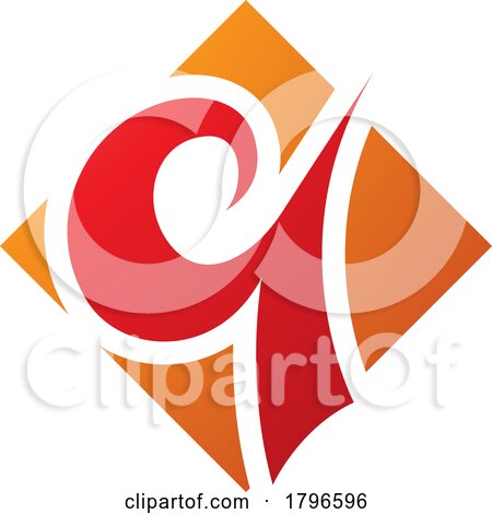 Orange and Red Diamond Shaped Letter Q Icon by cidepix