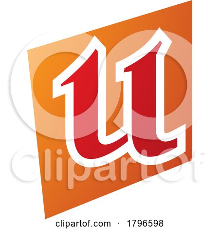 Orange and Red Distorted Square Shaped Letter U Icon by cidepix