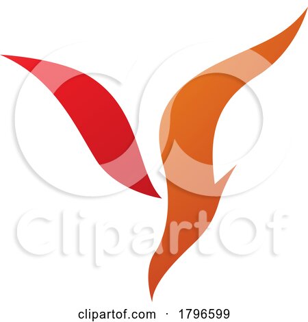 Orange and Red Diving Bird Shaped Letter Y Icon by cidepix