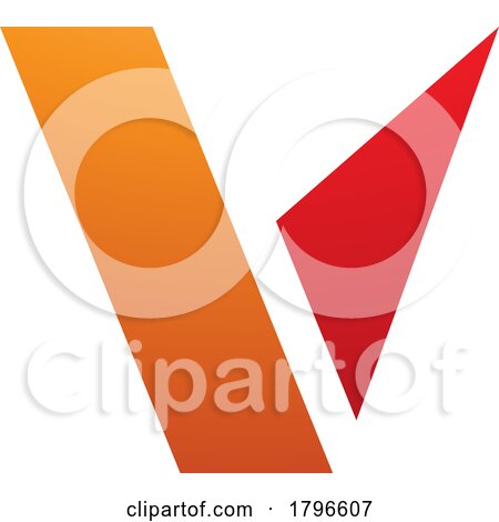 Orange and Red Geometrical Shaped Letter V Icon by cidepix