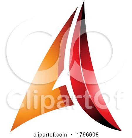 Orange and Red Glossy Embossed Paper Plane Shaped Letter a Icon by cidepix