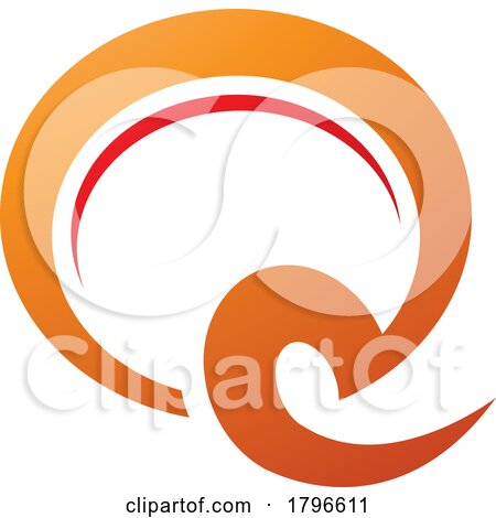 Orange and Red Hook Shaped Letter Q Icon by cidepix