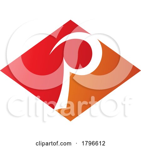 Orange and Red Horizontal Diamond Letter P Icon by cidepix