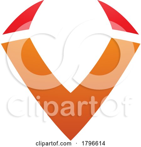 Orange and Red Horn Shaped Letter V Icon by cidepix