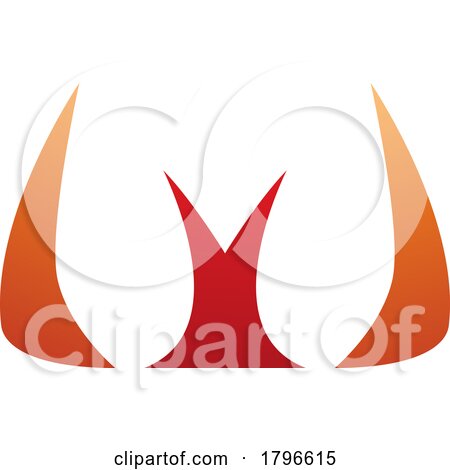 Orange and Red Horn Shaped Letter W Icon by cidepix