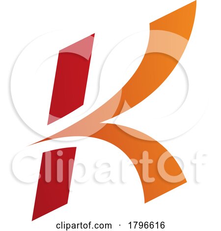 Orange and Red Italic Arrow Shaped Letter K Icon by cidepix