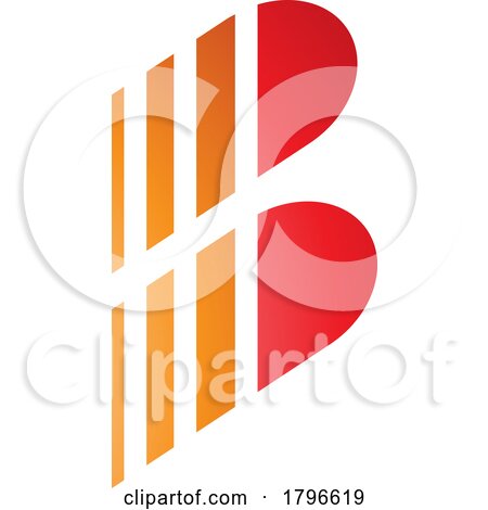 Orange and Red Letter B Icon with Vertical Stripes by cidepix