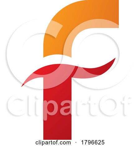 Orange and Red Letter F Icon with Spiky Waves by cidepix