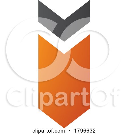 Orange and Black down Facing Arrow Shaped Letter I Icon by cidepix