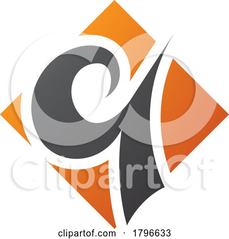 Orange and Black Diamond Shaped Letter Q Icon by cidepix