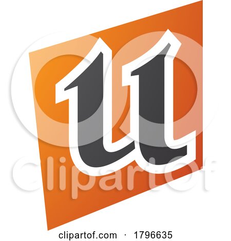 Orange and Black Distorted Square Shaped Letter U Icon by cidepix