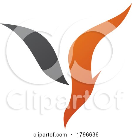 Orange and Black Diving Bird Shaped Letter Y Icon by cidepix