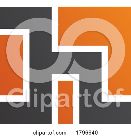 Orange and Black Square Shaped Letter H Icon by cidepix