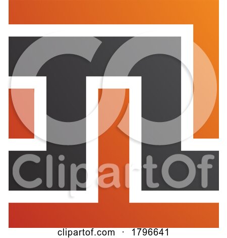 Orange and Black Square Shaped Letter N Icon by cidepix