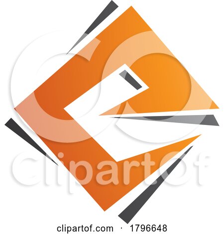 Orange and Black Square Diamond Letter E Icon by cidepix