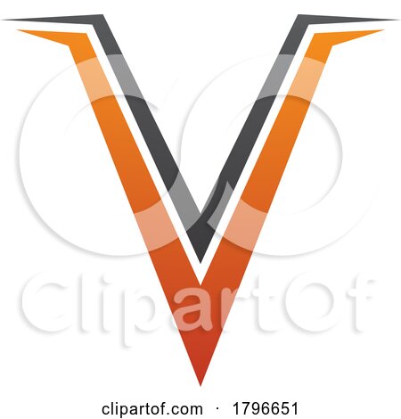 Orange and Black Spiky Shaped Letter V Icon by cidepix