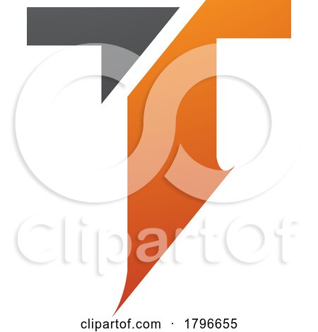 Orange and Black Split Shaped Letter T Icon by cidepix