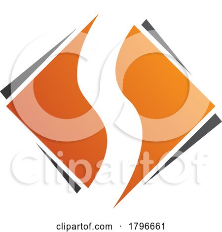 Orange and Black Square Diamond Shaped Letter S Icon by cidepix