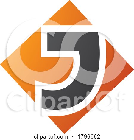 Orange and Black Square Diamond Shaped Letter J Icon by cidepix