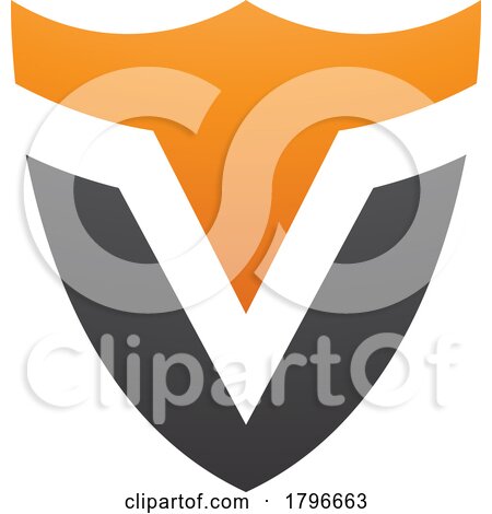 Orange and Black Shield Shaped Letter V Icon by cidepix