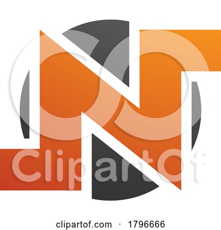 Orange and Black Round Bold Letter N Icon by cidepix
