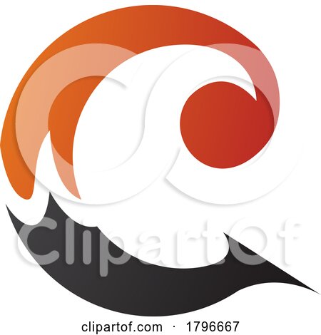 Orange and Black Round Curly Letter C Icon by cidepix