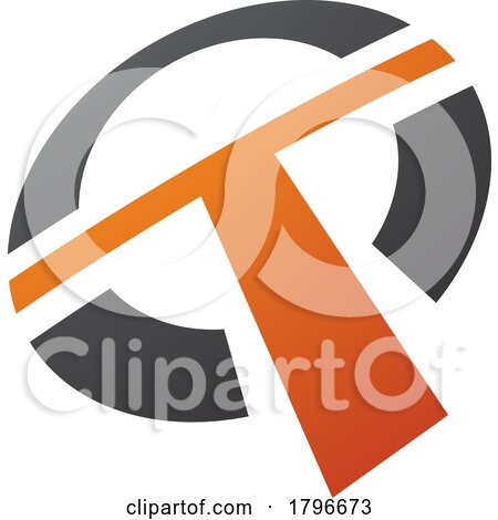 Orange and Black Round Shaped Letter T Icon by cidepix