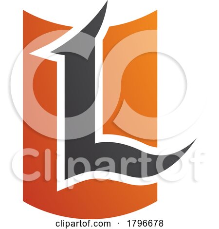Orange and Black Shield Shaped Letter L Icon by cidepix
