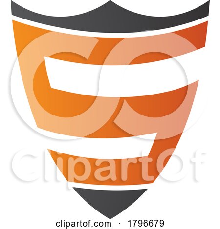 Orange and Black Shield Shaped Letter S Icon by cidepix