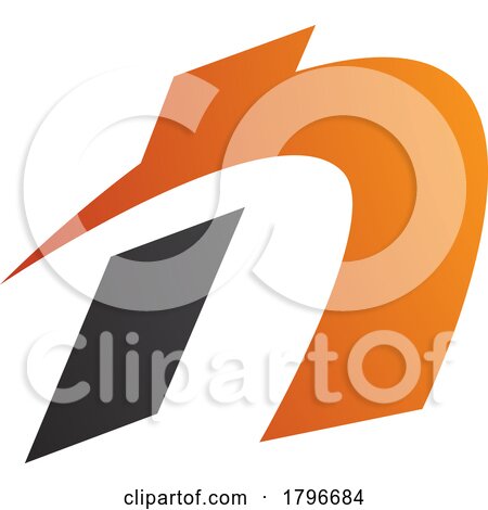 Orange and Black Spiky Italic Letter N Icon by cidepix