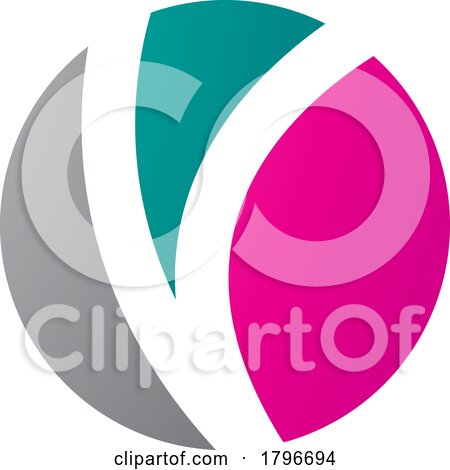 Magenta and Green Letter O Icon with a V Shape by cidepix