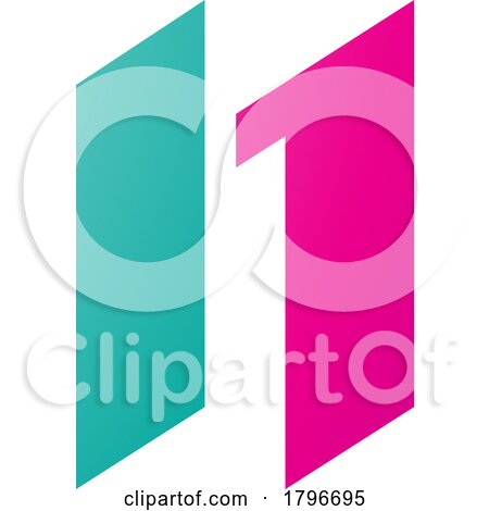 Magenta and Green Letter N Icon with Parallelograms by cidepix