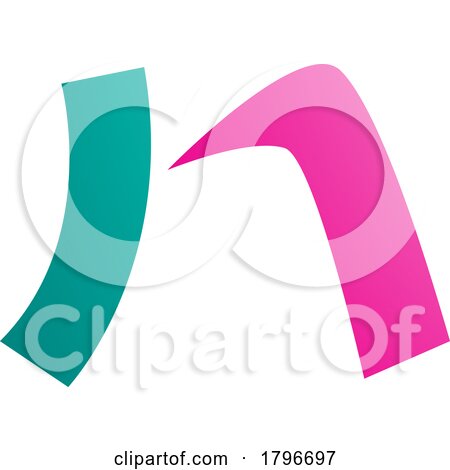 Magenta and Green Letter N Icon with a Curved Rectangle by cidepix