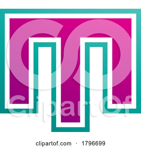 Magenta and Green Letter M Icon with an Outer Stripe by cidepix