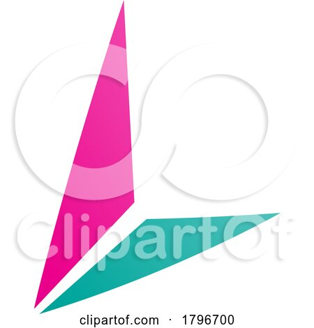 Magenta and Green Letter L Icon with Triangles by cidepix