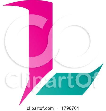 Magenta and Green Letter L Icon with Sharp Spikes by cidepix