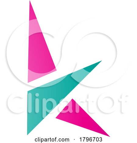 Magenta and Green Letter K Icon with Triangles by cidepix