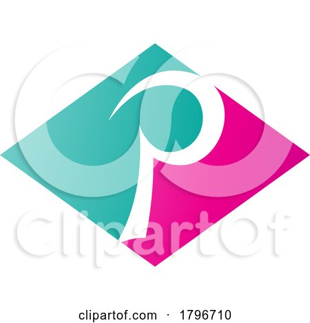 Magenta and Green Horizontal Diamond Letter P Icon by cidepix