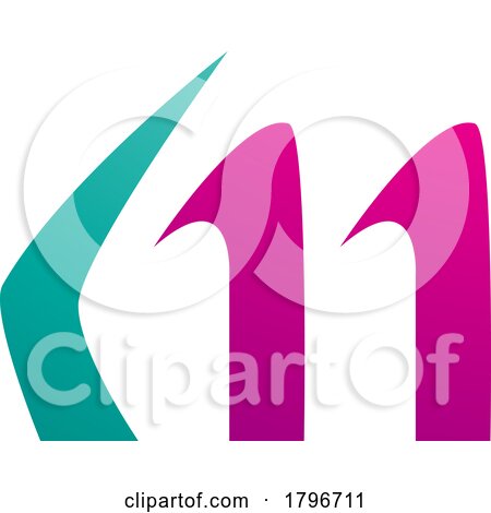 Magenta and Green Horn Shaped Letter M Icon by cidepix