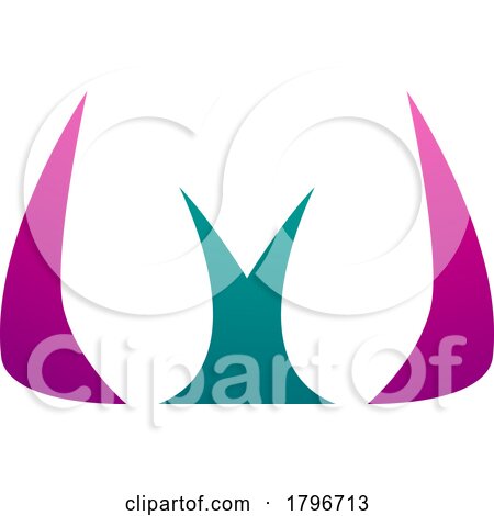 Magenta and Green Horn Shaped Letter W Icon by cidepix