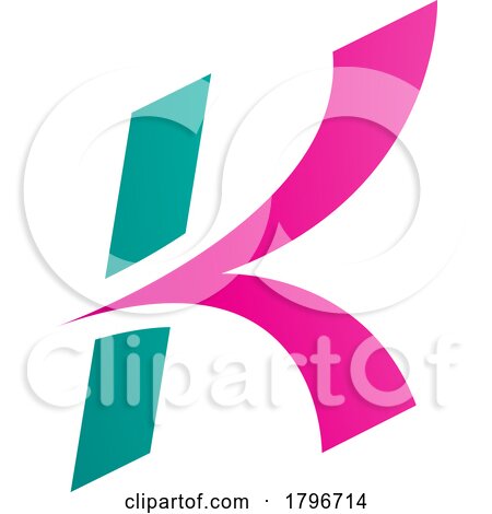 Magenta and Green Italic Arrow Shaped Letter K Icon by cidepix