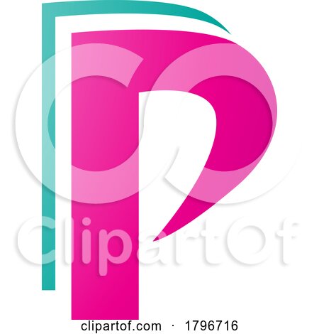 Magenta and Green Layered Letter P Icon by cidepix