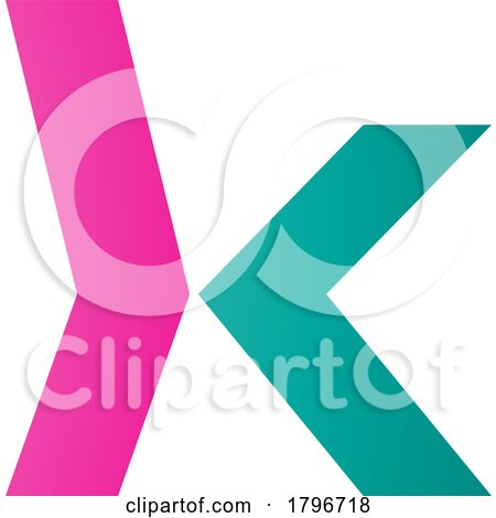Magenta and Green Lowercase Arrow Shaped Letter K Icon by cidepix
