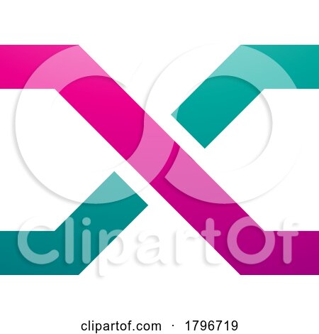 Magenta and Green Letter X Icon with Crossing Lines by cidepix
