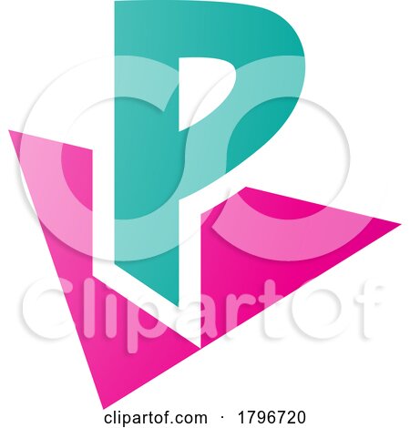 Magenta and Green Letter P Icon with a Triangle by cidepix