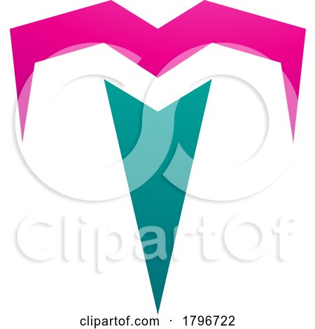 Magenta and Green Letter T Icon with Pointy Tips by cidepix