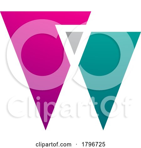 Magenta and Green Letter W Icon with Triangles by cidepix