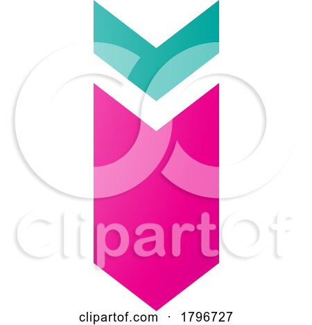 Magenta and Green down Facing Arrow Shaped Letter I Icon by cidepix