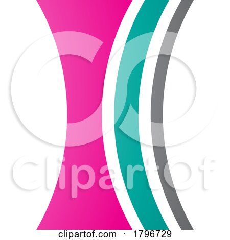Magenta and Green Concave Lens Shaped Letter I Icon by cidepix